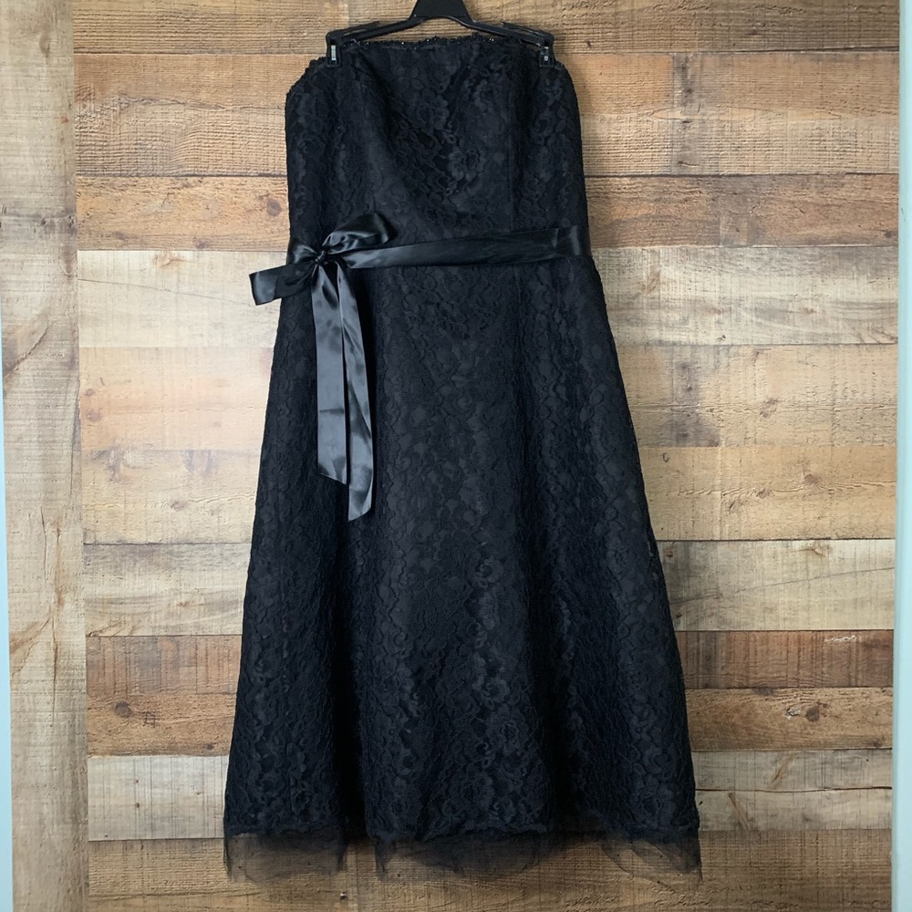 Mori Lee black lace strapless dress Size 15 16